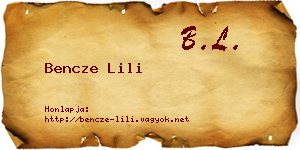 Bencze Lili névjegykártya